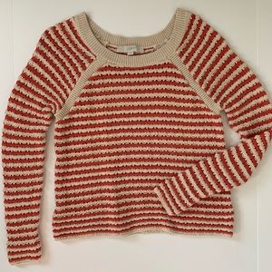 Loft Cotton Sweater women’s small EUC Tan and Orange